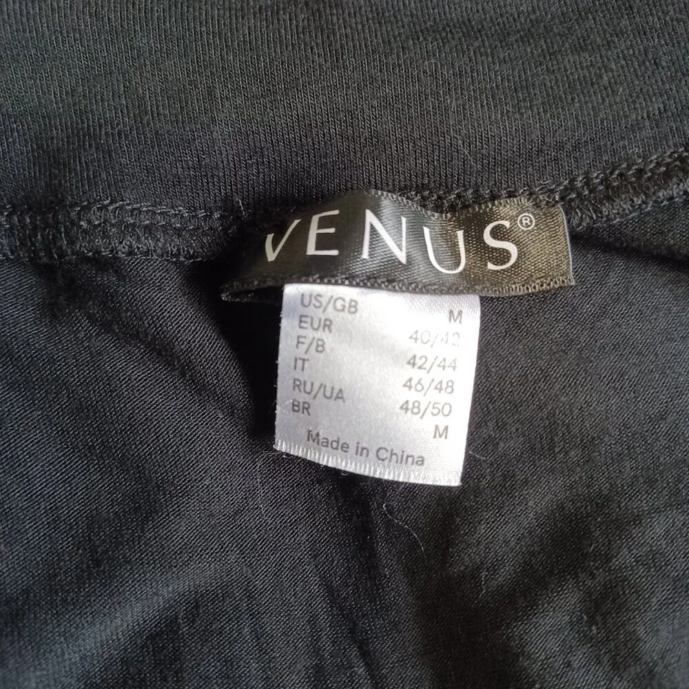 Venus women top black cold shoulder stretch sz M feminine dark academia casual - Picture 6 of 6